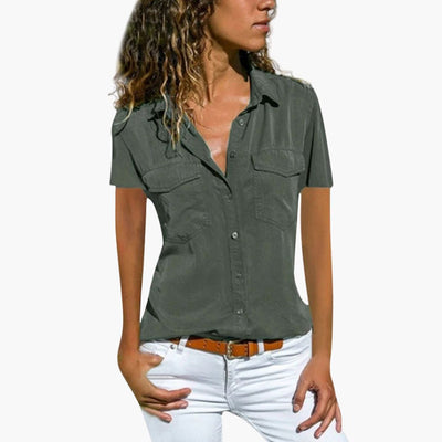 Damen Hemd Mit Knopfleiste Kurzarm Sommerbluse