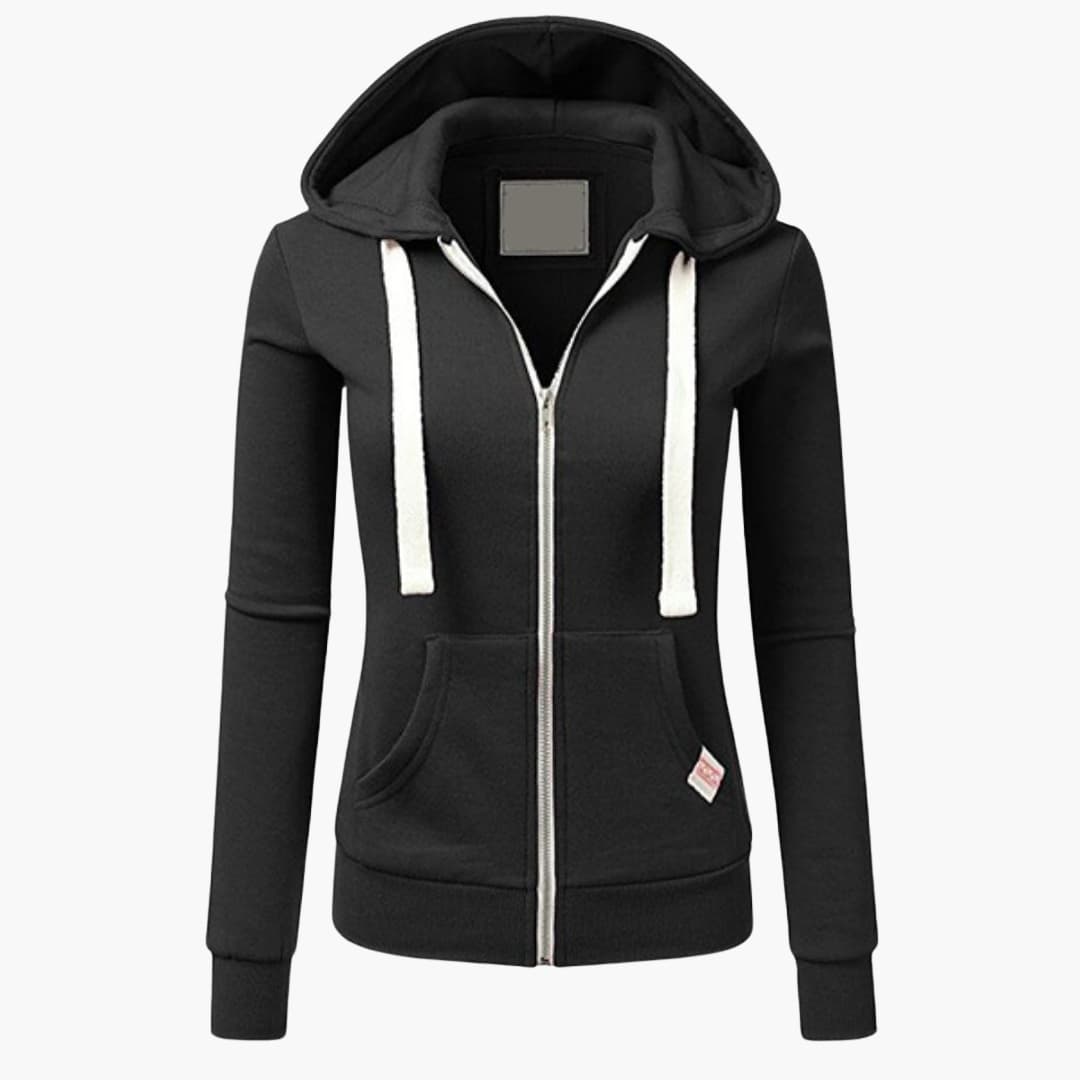 Damen Hoodie mit Frontreißverschluss und Kängurutasche