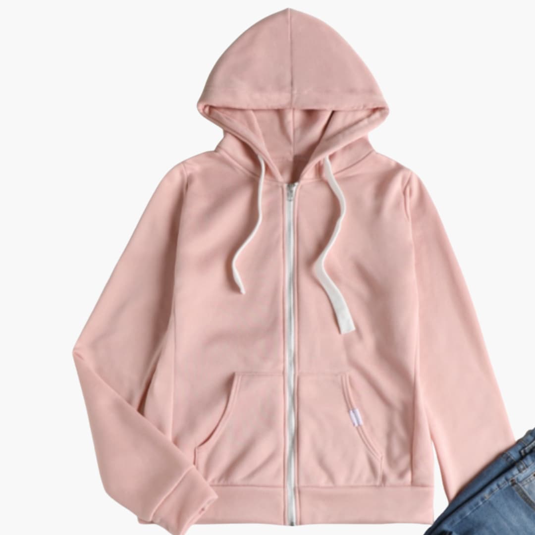 Damen Hoodie mit Frontreißverschluss und Kängurutasche