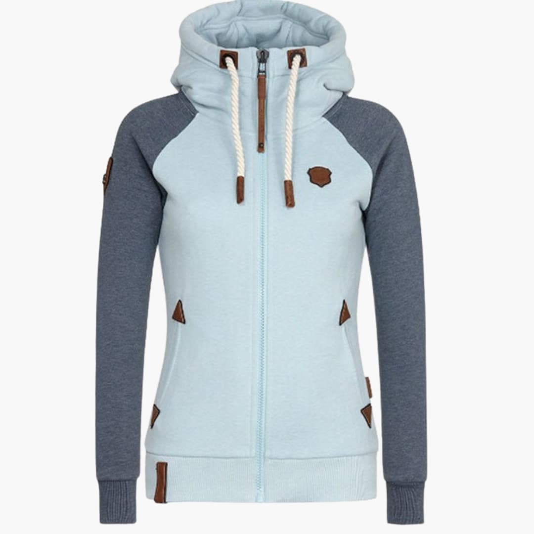 Damen Hoodie mit Reißverschluss und Kordelzug-Kapuze