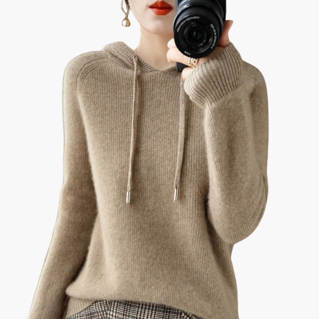 Damen Kapuzenpullover Strick mit Kapuze und langen Ärmeln