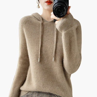 Damen Kapuzenpullover Strick mit Kapuze und langen Ärmeln