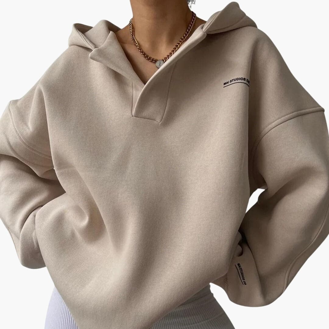 Damen Kapuzenpullover mit Kapuze und überschnittenen Schultern