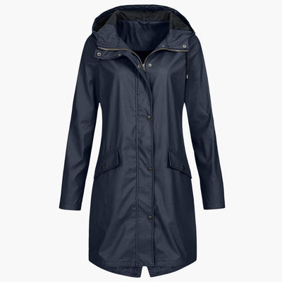 Damen Regenjacke mit Kapuze und Vordertaschen
