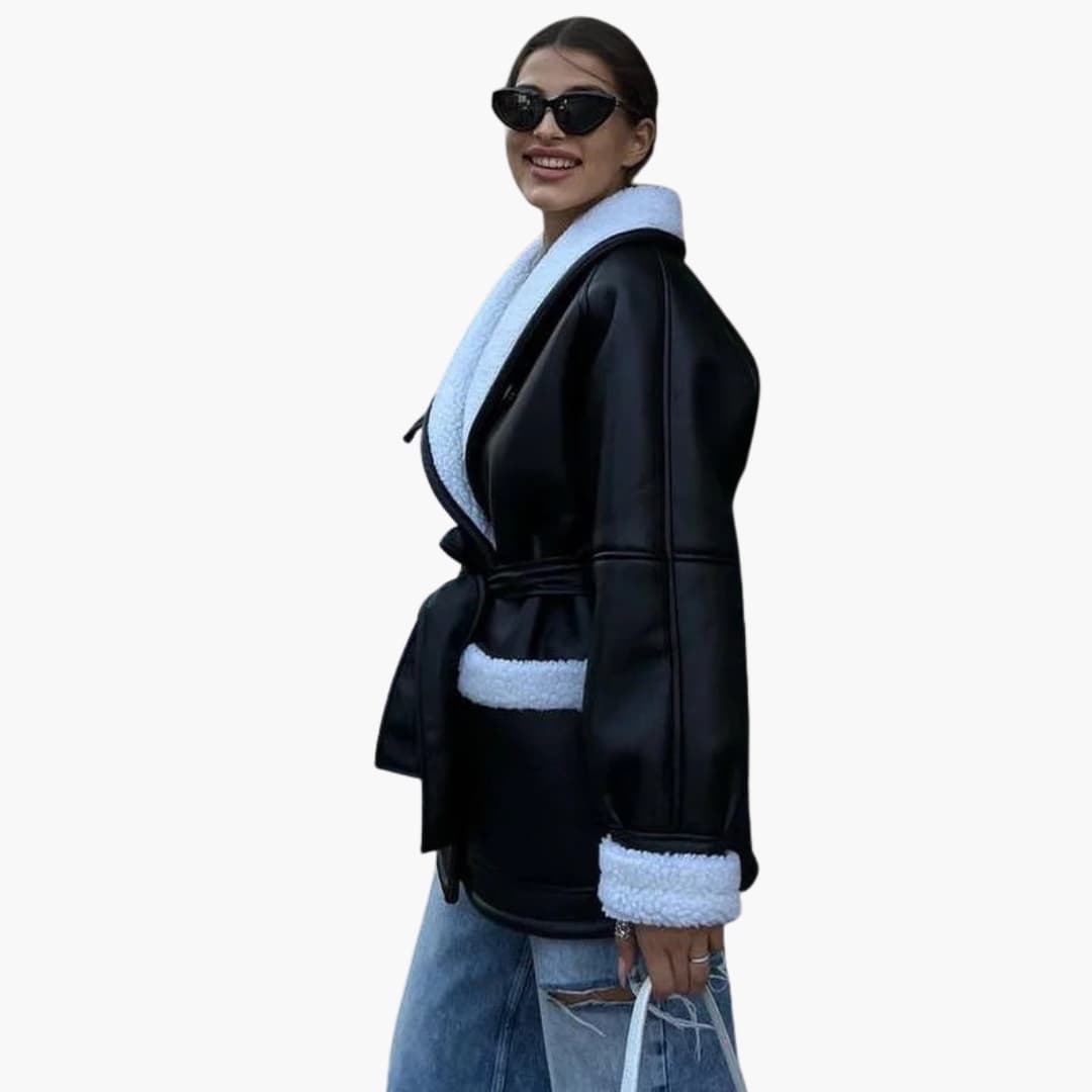 Damen Winterjacke mit Gürtel und Fronttaschen