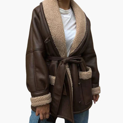 Damen Winterjacke mit Gürtel und Fronttaschen