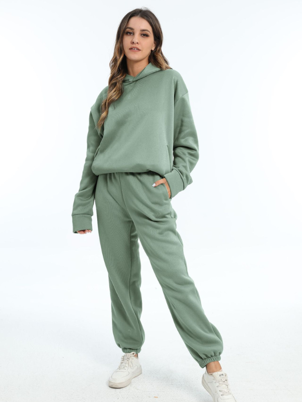 Damen Sportbekleidung Set - Kapuzen-Sweatshirt und Sporthosen für Freizeit und Fitness
