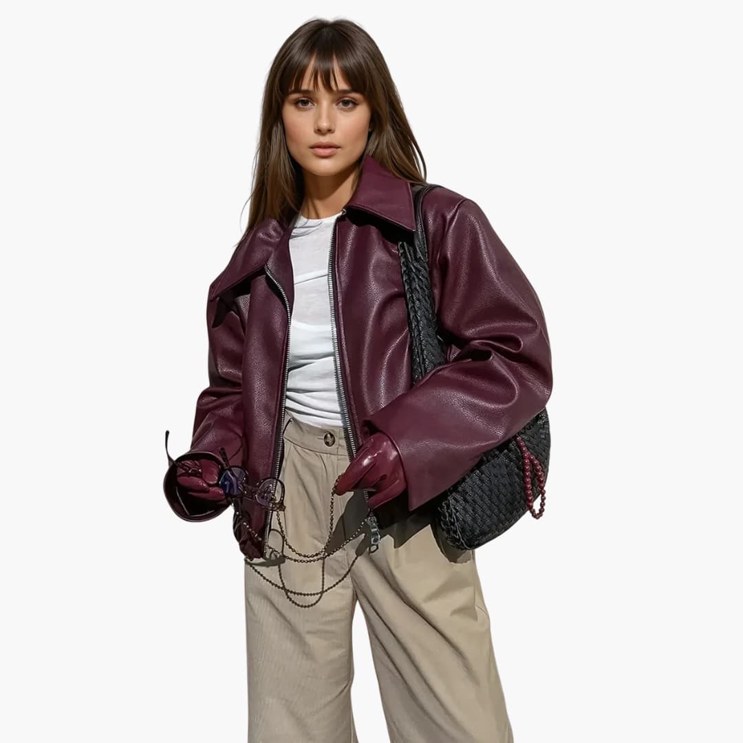 Damen jacke mit Frontreißverschluss und breitem Kragen