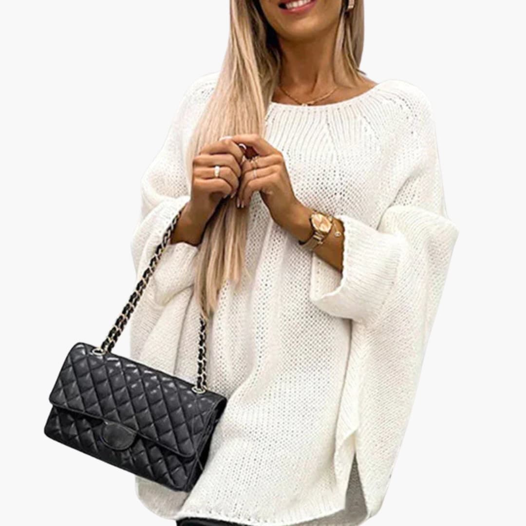 Damen pullover mit U-Boot-Ausschnitt und langen Ärmeln