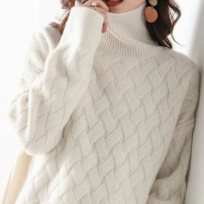 Rollkragenstrickpullover mit Puffärmeln für Frauen