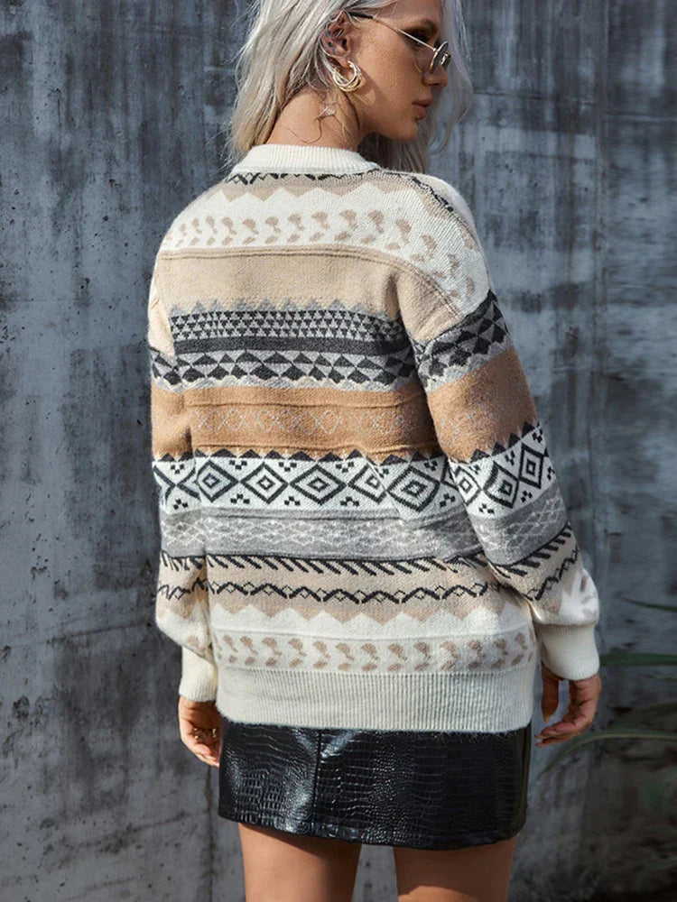 Gestreifter Retro-Pullover für Damen