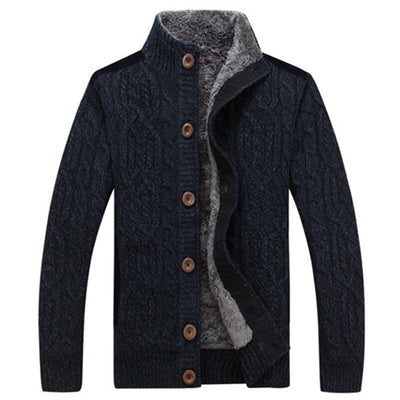Zopfstrickjacke mit Plüschfutter für Herren