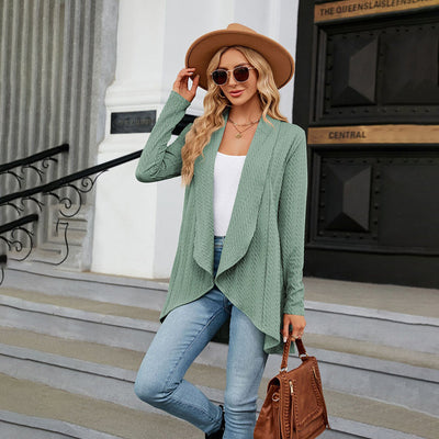 Cardigan mit Wasserfallkragen | Lockerer Schnitt | Strukturierter Look