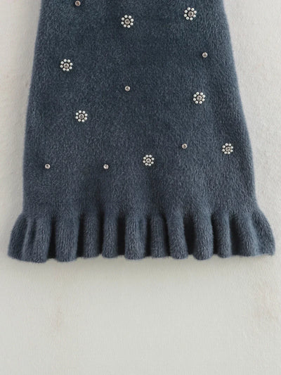 Strick-Minikleid mit Ziersteinen | Femininer Schnitt | Verspielt & Elegant