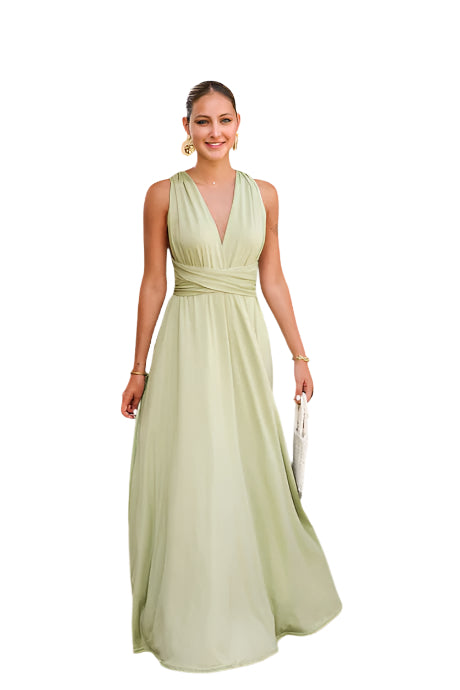 VersaGlam Elegante Convertible Abend Maxikleid – Fließend & Verstellbarer Sitz