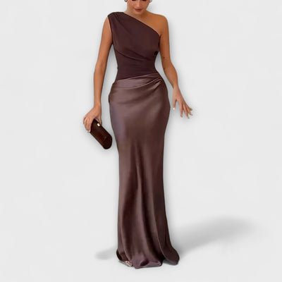 Elissa | Elegantes Ein-Schulter Falten Maxi Kleid
