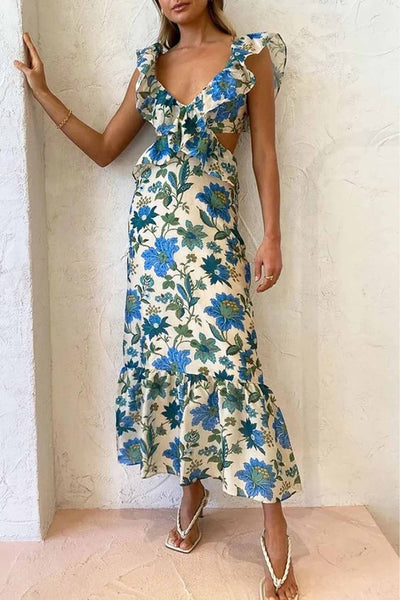 Nayix | Rüschen-Maxikleid Mit Cut-Outs