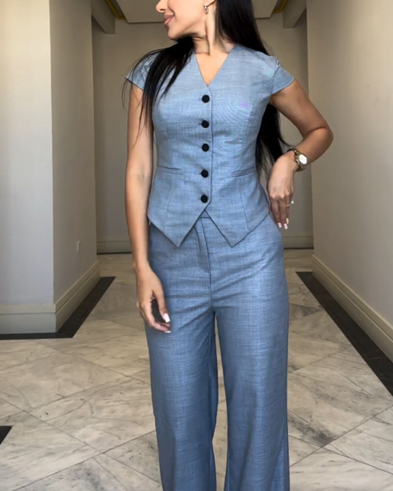 Sommer Hosenanzug für Damen – Leichte Weste mit Marlenehose