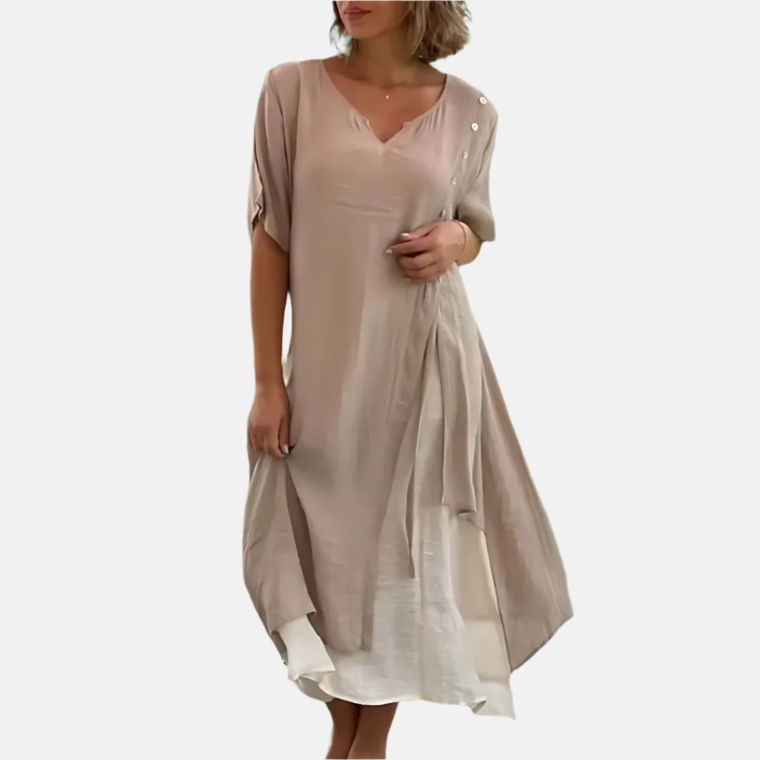 Sommerkleid für Damen – Luftiges Musselinkleid mit V-Ausschnitt