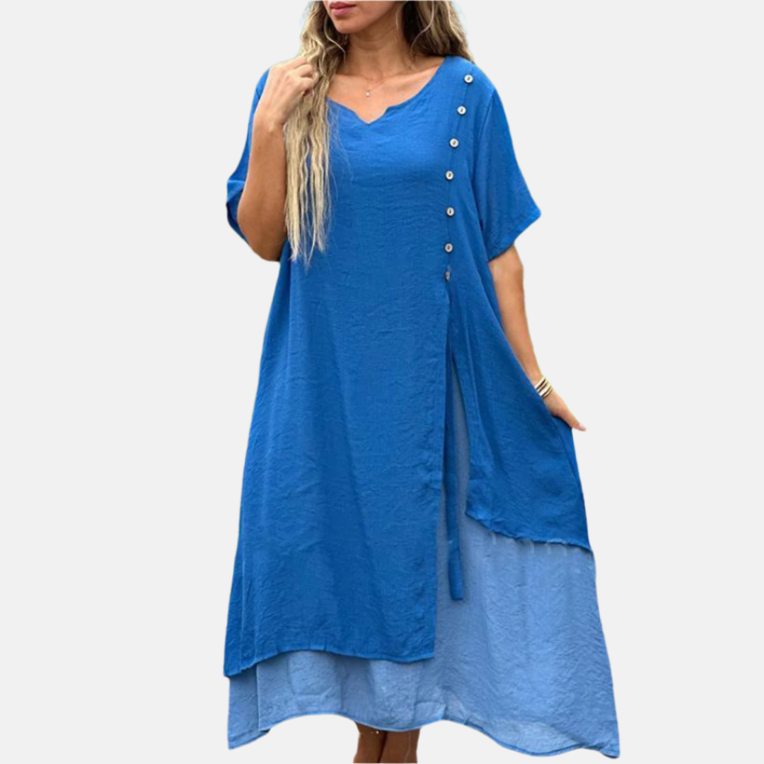 Sommerkleid für Damen – Luftiges Musselinkleid mit V-Ausschnitt