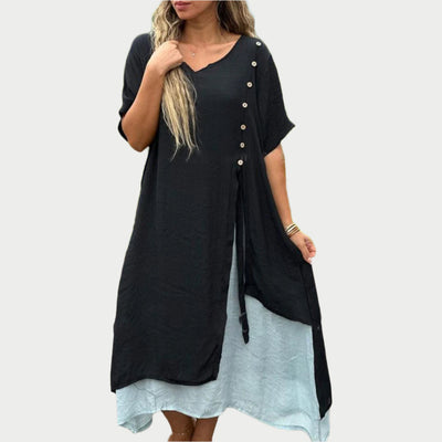 Sommerkleid für Damen – Luftiges Musselinkleid mit V-Ausschnitt