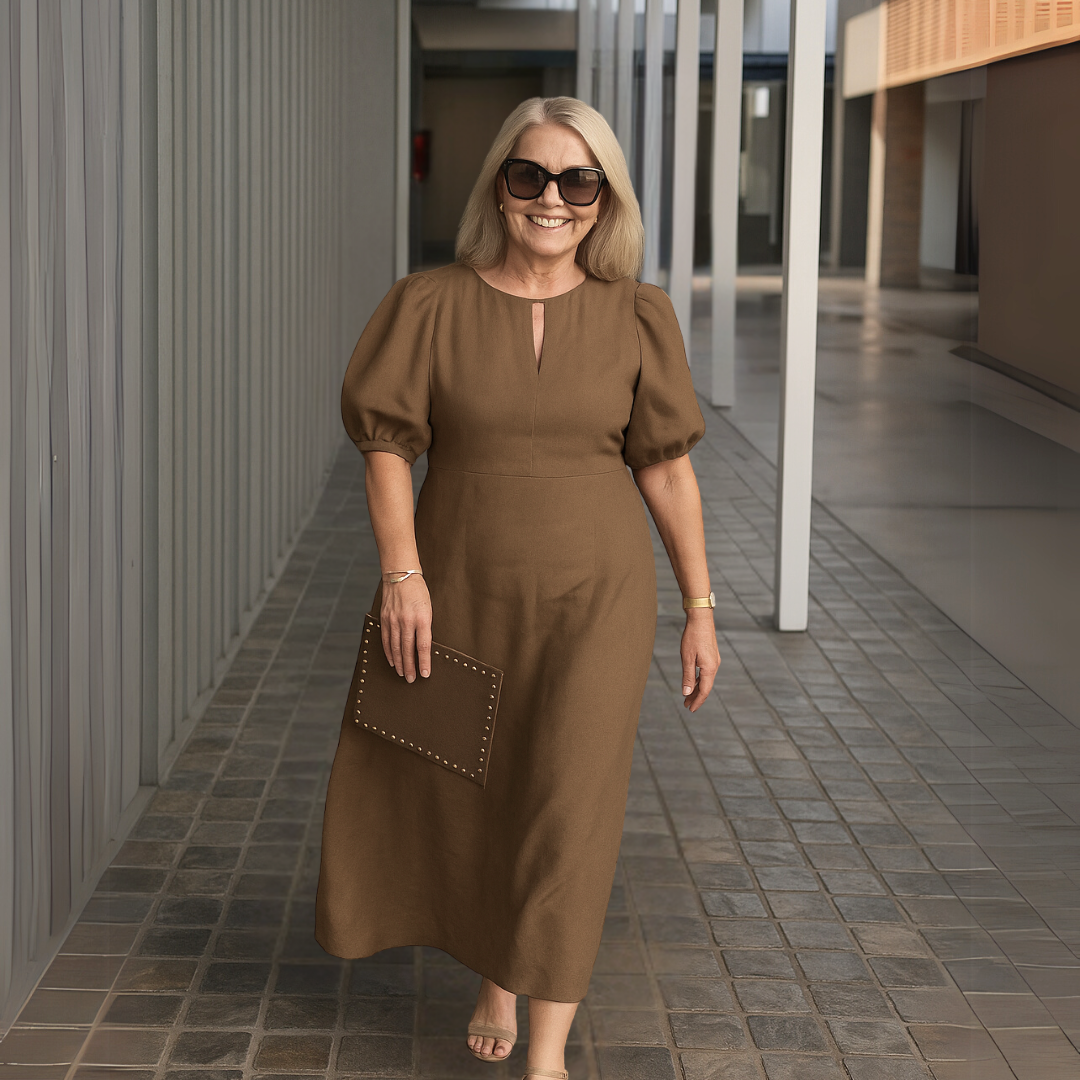 Els™ | Elegantes schlichtes Kleid mit V-Ausschnitt