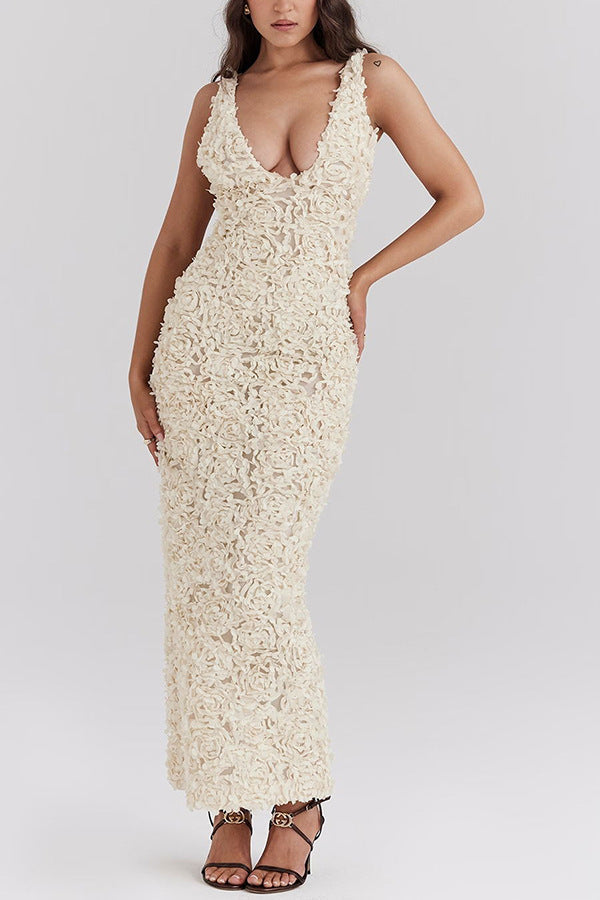 Lyra - Rückenfreies Maxikleid mit Blumenmuster