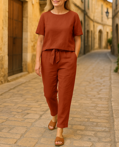 Zweiteiler für Damen - Luftiges Set mit Blusenshirt und Sommerhose für den Sommer