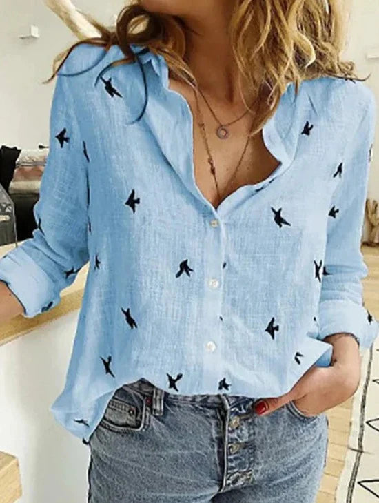 Evelyn | Bequemes schmeichelndes Langarmhemd aus Baumwolle