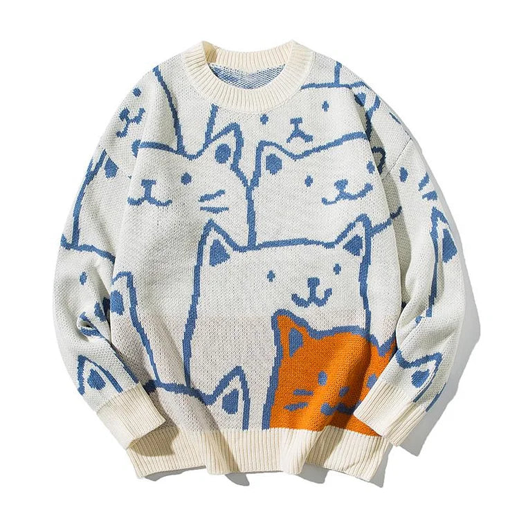 Strickpullover  mit Katzenmotiv für Frauen