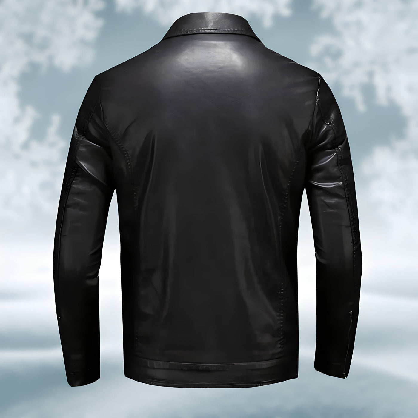 Glatte Schwarze Lederjacke für Herren