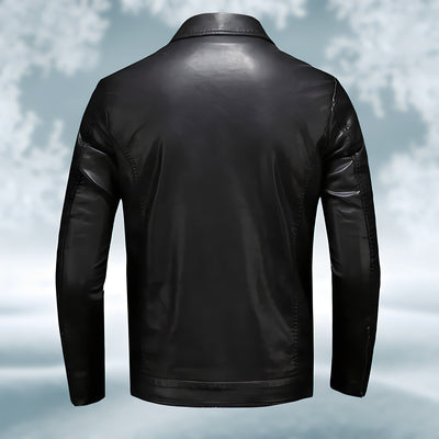 Glatte Schwarze Lederjacke für Herren