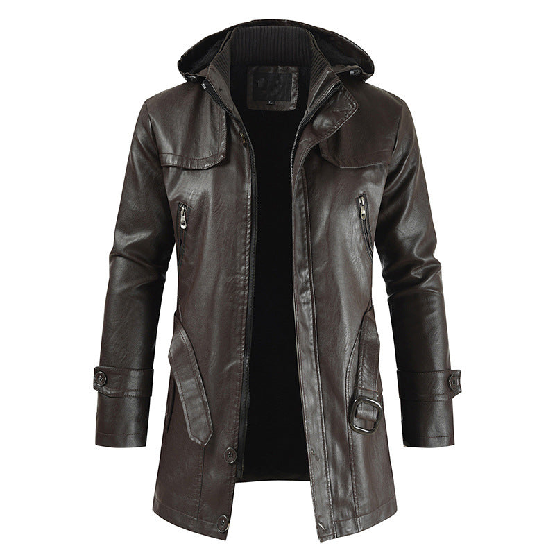 Doppelkragen-Lederjacke für Männer
