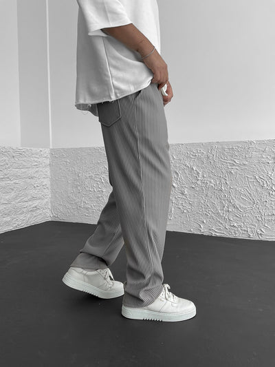 Gerippte Hose – locker sitzende Stretch-Baggy-Hose für Herren mit Kordelzug