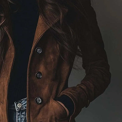 Philippa – Vintage Graben Mantel Aus Wildleder