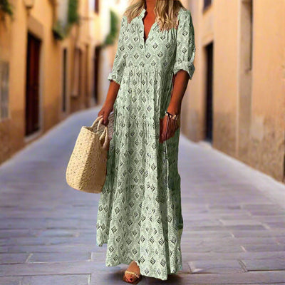 Sommerkleid für Damen - italienisches Tunika-Kleid mit V-Ausschnitt