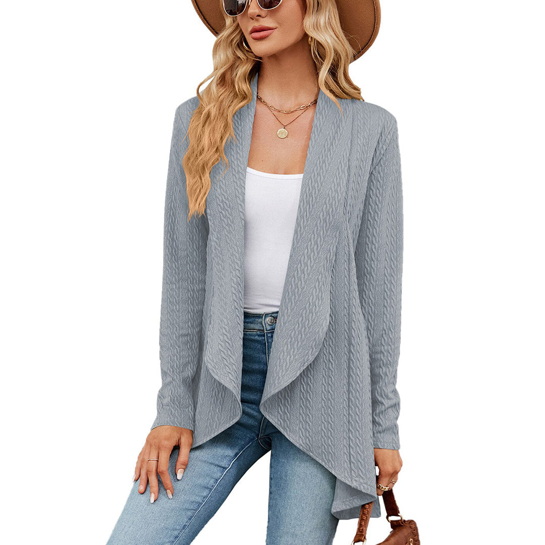 Cardigan mit Wasserfallkragen | Lockerer Schnitt | Strukturierter Look
