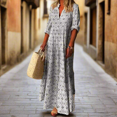 Sommerkleid für Damen - italienisches Tunika-Kleid mit V-Ausschnitt