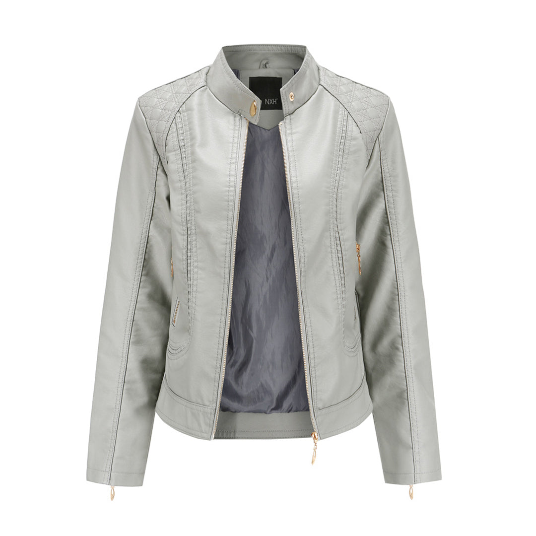 Schicke Lederjacke im Moto-Stil für Damen