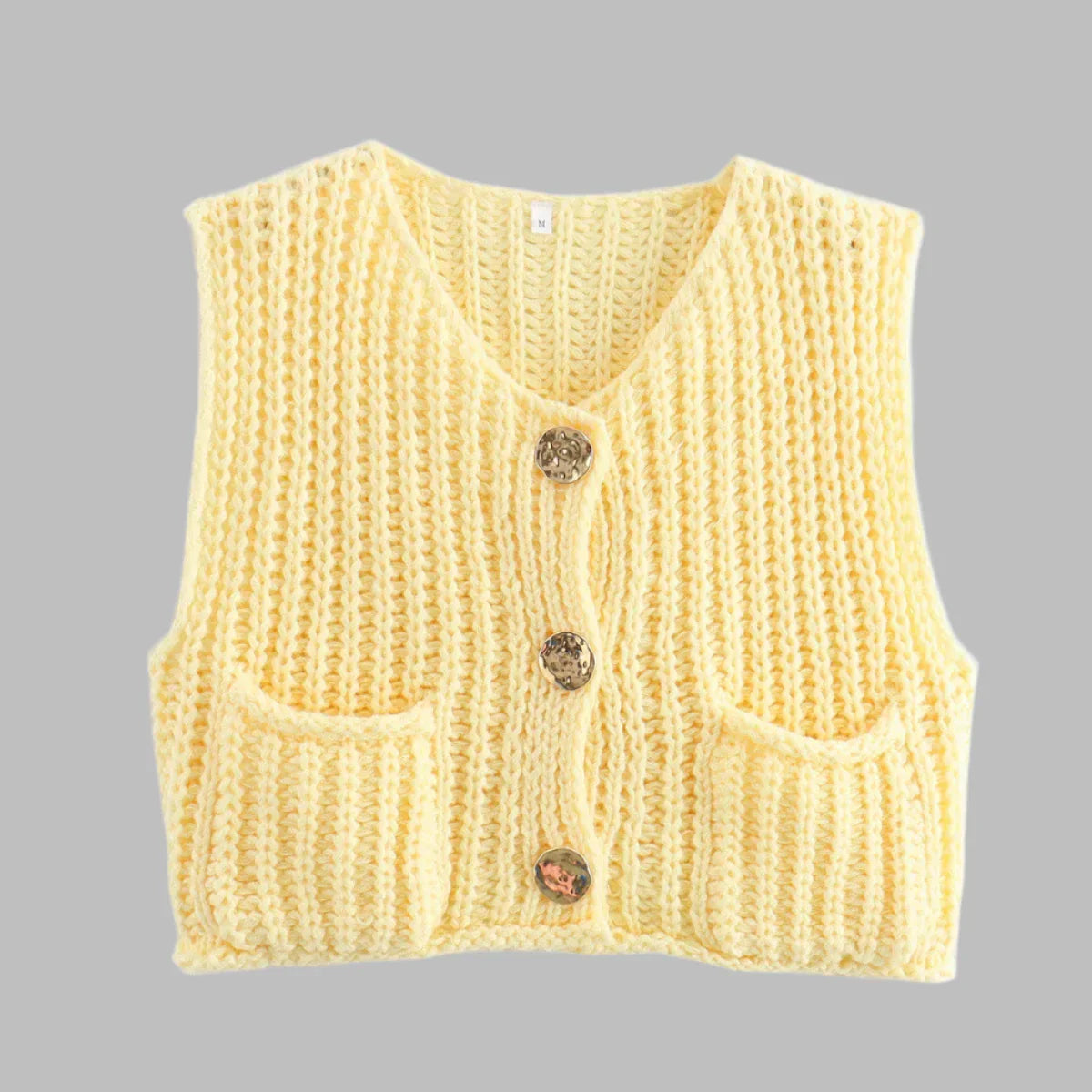 Strickweste für den Herbst - Vintage Ärmellose Strickweste mit V-Ausschnitt für Damen