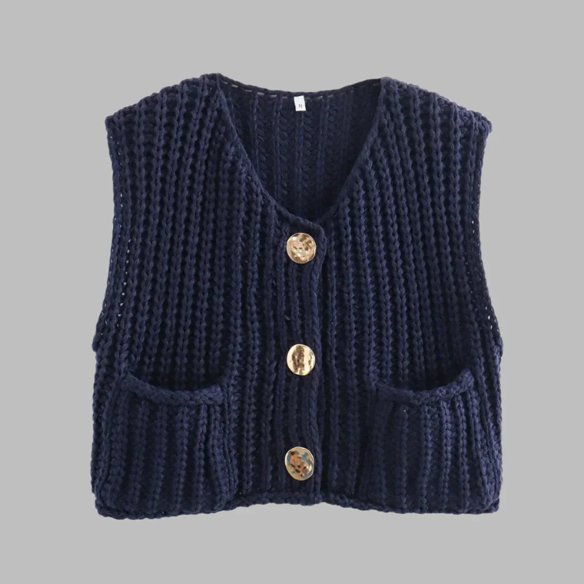 Strickweste für den Herbst - Vintage Ärmellose Strickweste mit V-Ausschnitt für Damen