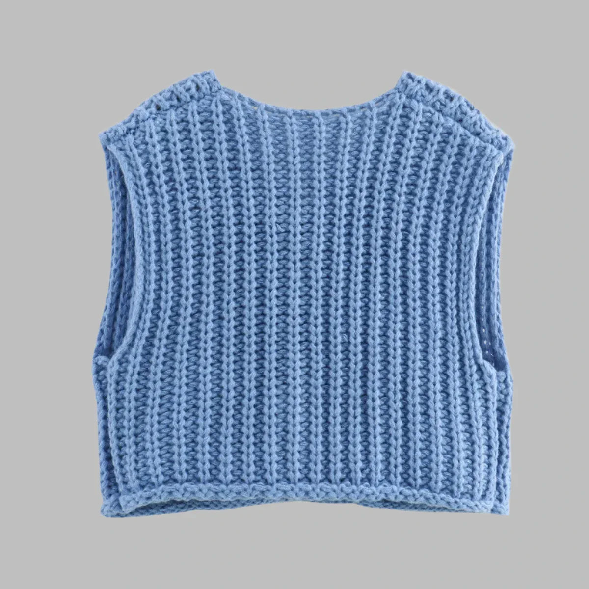 Strickweste für den Herbst - Vintage Ärmellose Strickweste mit V-Ausschnitt für Damen