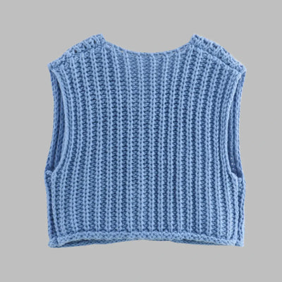 Strickweste für den Herbst - Vintage Ärmellose Strickweste mit V-Ausschnitt für Damen