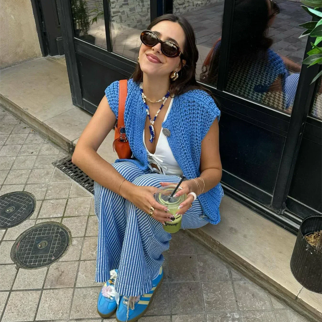 Strickweste für den Herbst - Vintage Ärmellose Strickweste mit V-Ausschnitt für Damen