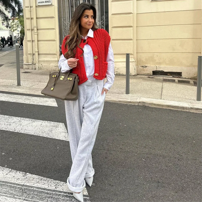 Strickweste für den Herbst - Vintage Ärmellose Strickweste mit V-Ausschnitt für Damen