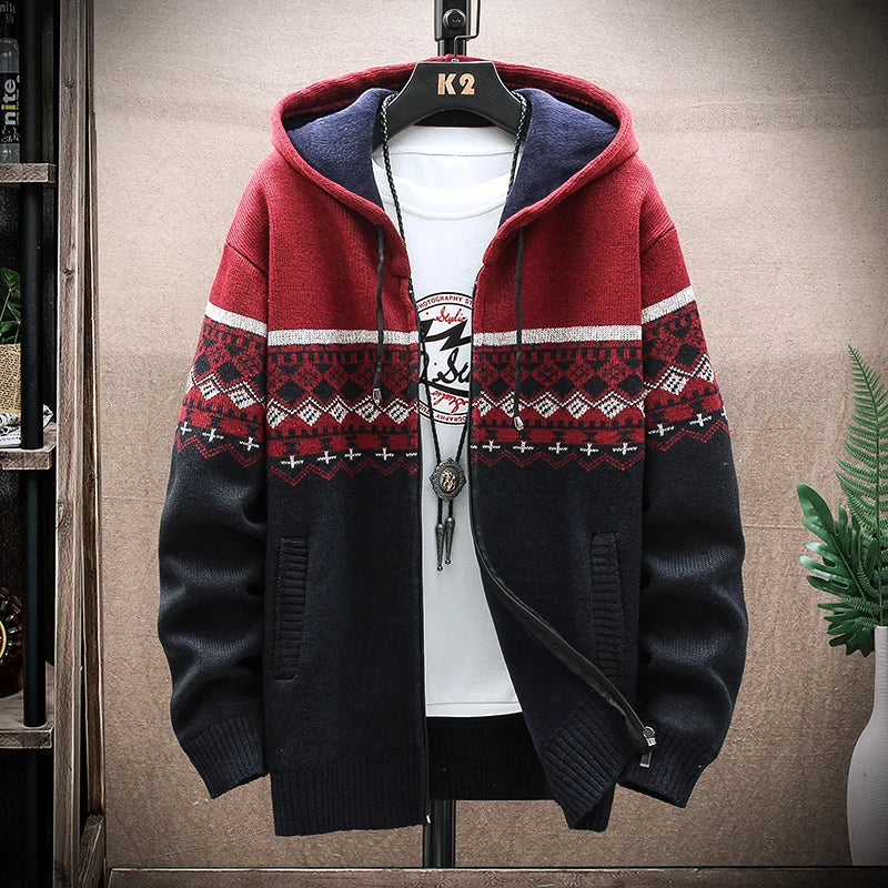 Winterjacke mit KIarierter Kapuze für Herren