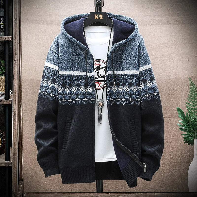 Winterjacke mit KIarierter Kapuze für Herren