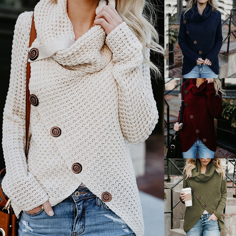 Moderner Rollkragenpullover in Übergröße für Damen