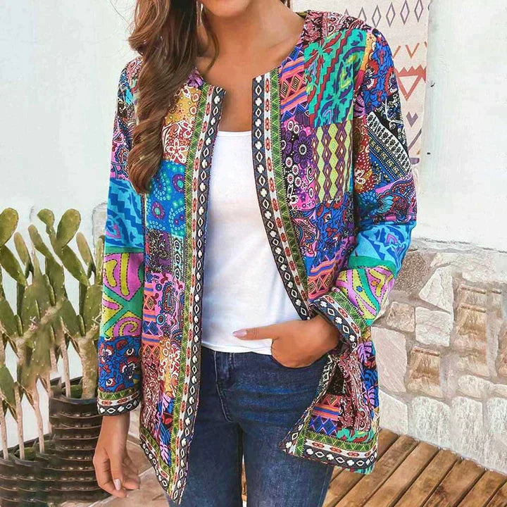 Geblümte Patchwork-Jacke für Damen