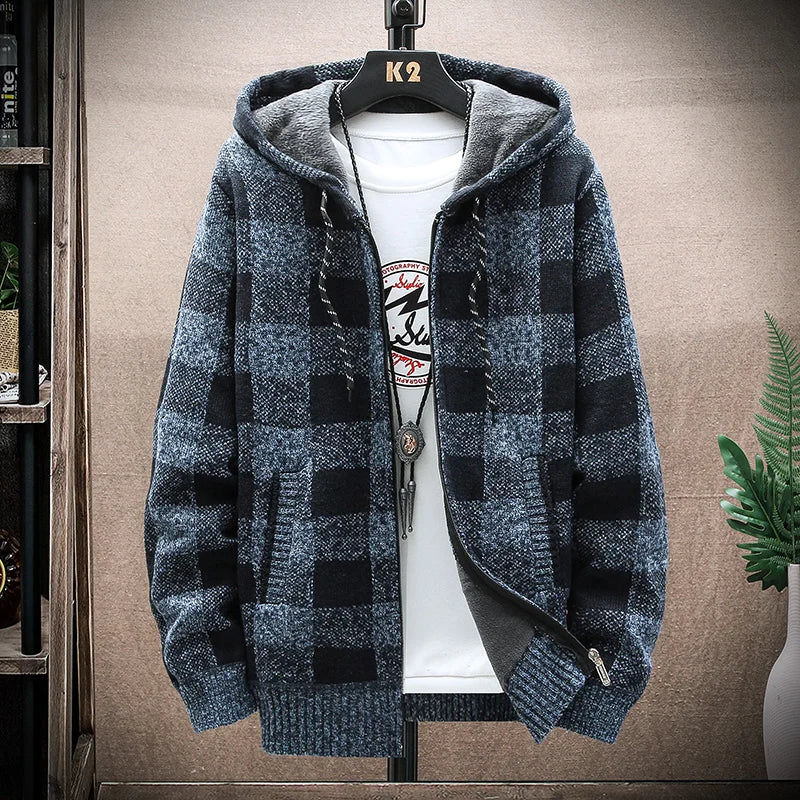 Winterjacke mit KIarierter Kapuze für Herren
